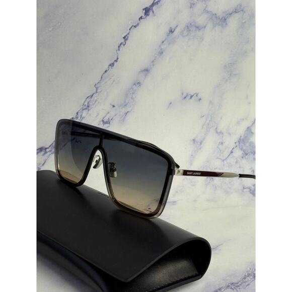 NEW Saint Laurent SL364 Silver Blue Ace Flat Top Sunglasses main image 8